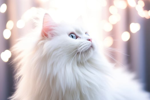 Close-up of cute cat gazing at something with beautiful bokeh background, Generative AI photo