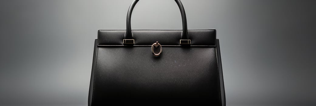 Classic black leather handbag a minimalist wardrobe essential isolated on a white background photo