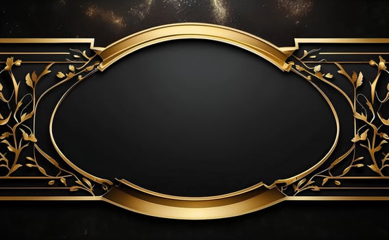 Luxury black and gold background with space in the middle. photo
