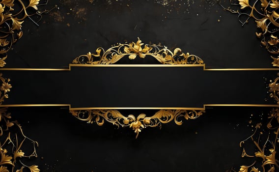 Luxury black and gold background with space in the middle. photo