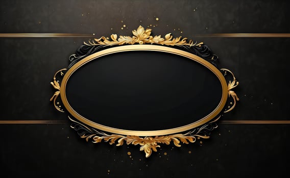Luxury black and gold background with space in the middle. photo