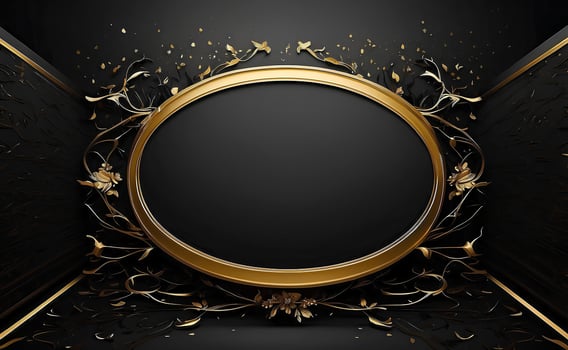 Luxury black and gold background with space in the middle. photo