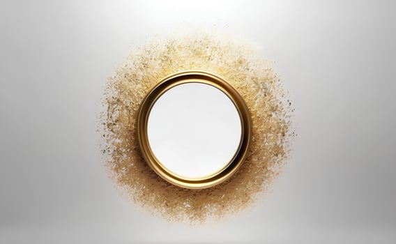 Luxury white and gold background with space in the middle. photo