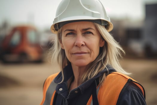 Woman working on construction site. Generate ai photo