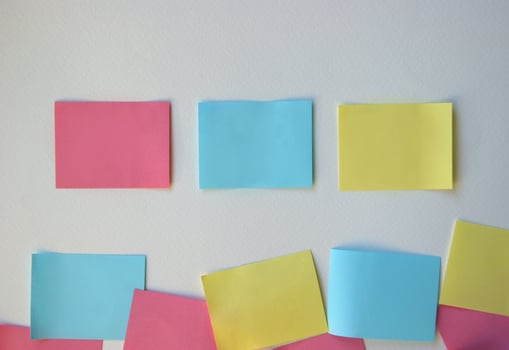 Empty space on multi-colored office stickers. photo
