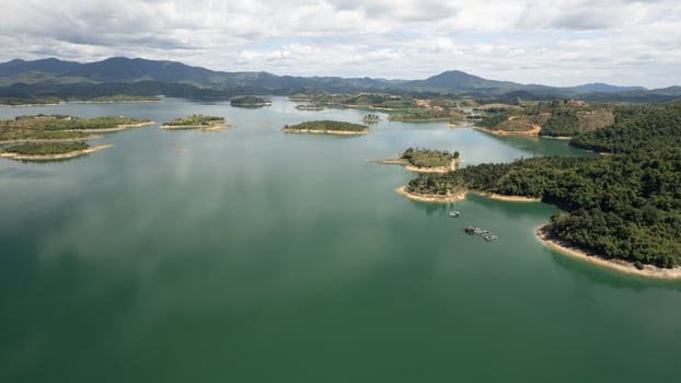 Vietnam lake landscape aerial photo