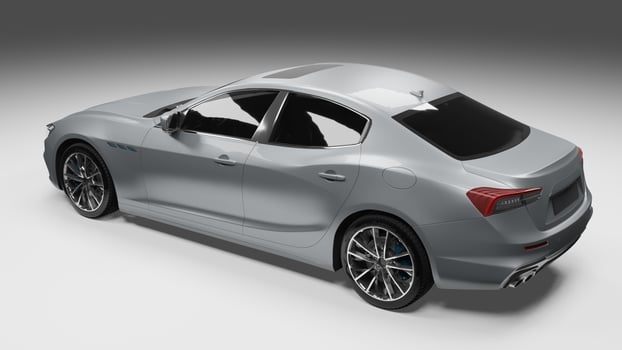 Super car Cinematic Camera angle view in dark background, White sport car headlights blinking in dark with a black background, supercar movie view photo