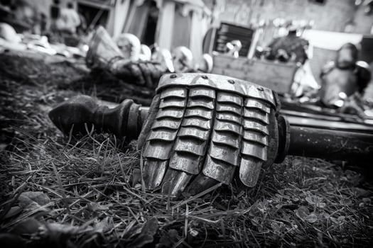 Medieval metal glove photo