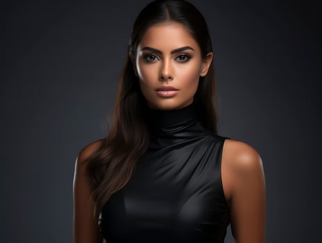 Portrait of a Beautiful Woman in a Stylish Trendy Fashion Dress. Ai Generated photo