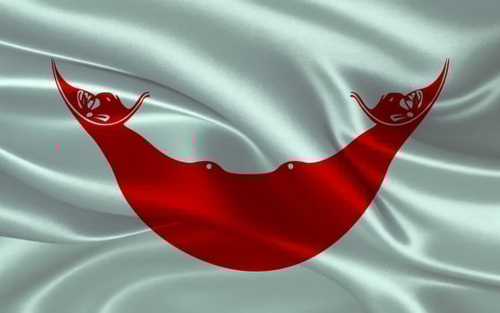 3d waving realistic silk national flag of Easter Island. Happy national day Easter Island flag background. close up photo