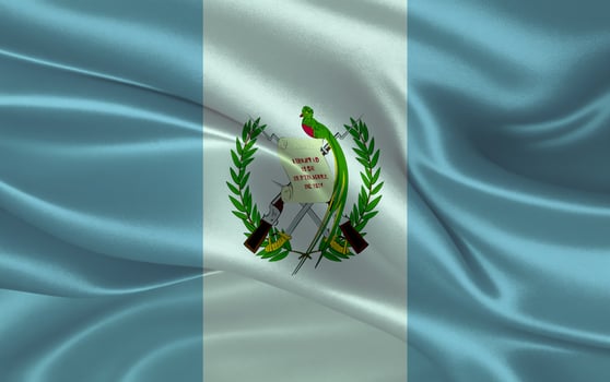 3d waving realistic silk national flag of Guatemala. Happy national day Guatemala flag background. close up photo