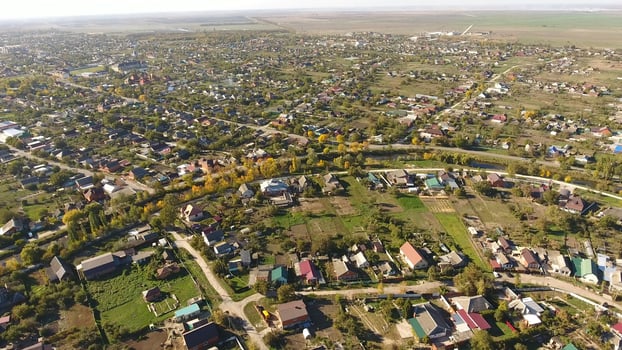 Top view of the village. The village of Poltavskaya. photo