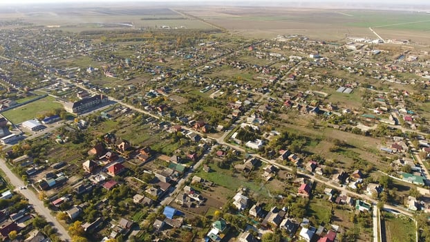 Top view of the village. The village of Poltavskaya. photo