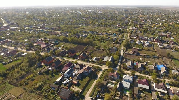 Top view of the village. The village of Poltavskaya. photo