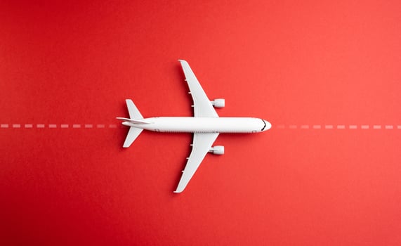 The plane follows the route. Air communication. Flights traffic. Routes and directions. Businessman or official with a plane. Civil aviation and commercial airlines. photo