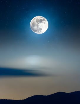 AI generated full moon and stars on night sky background photo