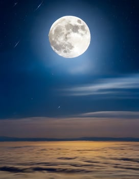 AI generated full moon and stars on night sky background photo