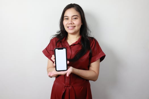 Person of a woman holding phone photo