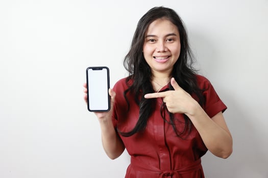 Person of a woman holding phone photo