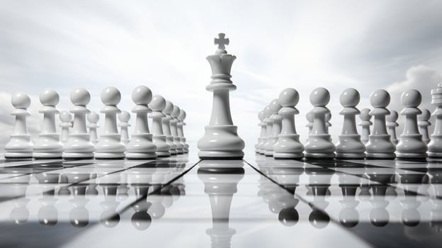 Chess pieces on chessboard, Concept for Leadership, teamwork, partnership, business strategy, decision and competition., AI Generative photo