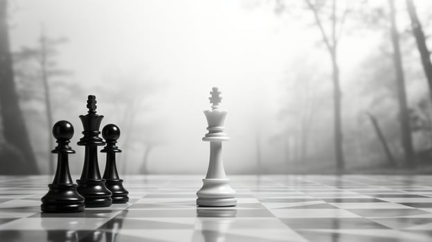 Chess pieces on chessboard, Concept for Leadership, teamwork, partnership, business strategy, decision and competition., AI Generative photo