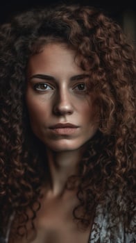 Portrait beautiful girl with curly hair. Beauty concept. Generative ai photo