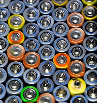 Salt and alkaline batteries, source of energy for portable technology. AAA and AA batteries photo