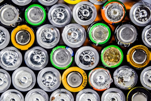 Salt and alkaline batteries, source of energy for portable technology. AAA and AA batteries photo