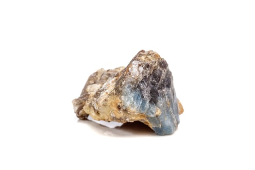 Macro mineral stone Corundum in rock a white background photo