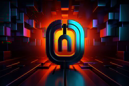 AI generated Abstract colorful neon padlock on black background, Generative AI photo