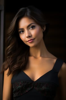 AI generated Portrait of a Beautiful Woman in a Stylish Trendy Fashion Bodycon Dress. photo