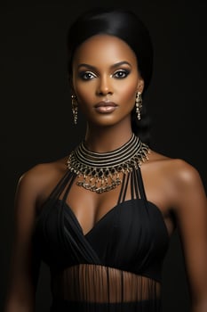 AI generated Portrait of a Beautiful Woman in a Stylish Trendy Fashion Bodycon Dress. photo