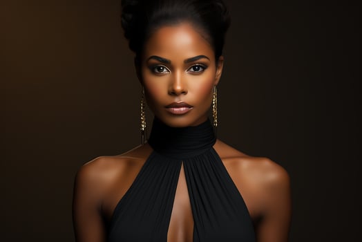 AI generated Portrait of a Beautiful Woman in a Stylish Trendy Fashion Bodycon Dress. photo