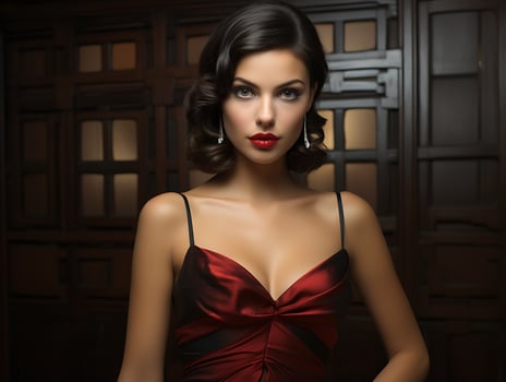 AI generated Portrait of a Beautiful Woman in a Stylish Trendy Fashion Bodycon Dress. photo