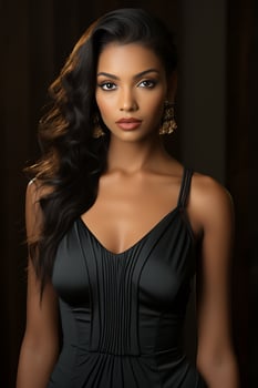 AI generated Portrait of a Beautiful Woman in a Stylish Trendy Fashion Bodycon Dress. photo