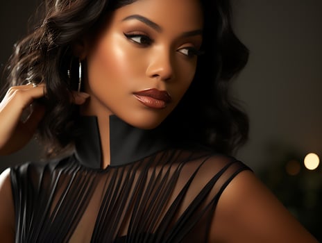 AI generated Portrait of a Beautiful Woman in a Stylish Trendy Fashion Bodycon Dress. photo