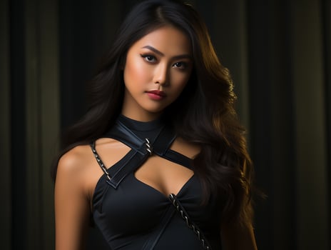 AI generated Portrait of a Beautiful Woman in a Stylish Trendy Fashion Bodycon Dress. photo
