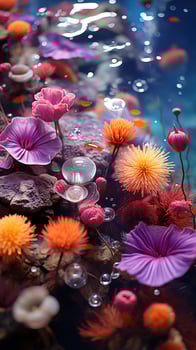 AI generated Ocean under water with coral reef photo