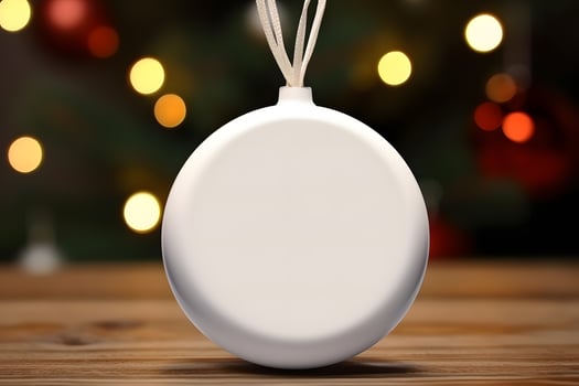 AI generated Blank Round Shape Christmas Ornament, Christmas Ornament Mockup photo