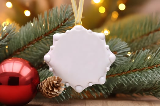 AI generated Blank Star Shape Christmas Ornament, Christmas Ornament Mockup photo