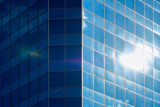 Skyscraper building facade close up photo