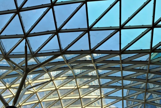 Modern art from glass and metal, roof background photo