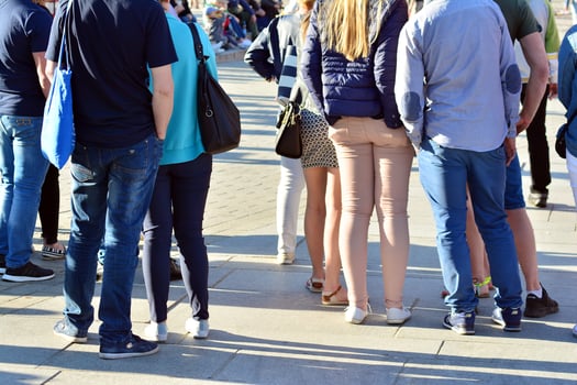 People walking on big city street, blurred motion crossing abstract photo