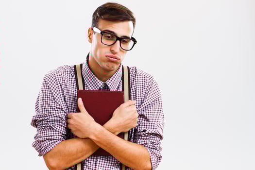 Exhausted nerd student photo