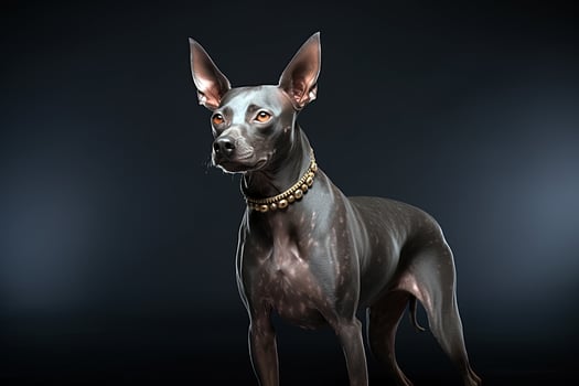 AI generated Xoloitzcuintli naked Mexican dog on a black background. Ai art photo