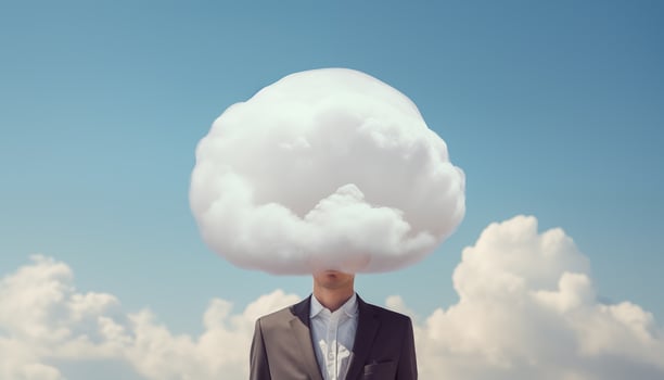 AI generated Businessman with clouds above his head photo