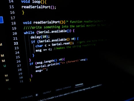 Programming code on a computer screen. Source code photo. Technology background. photo