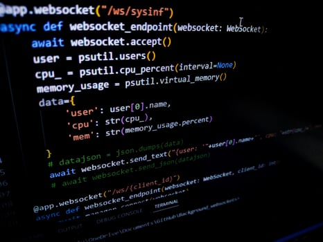 Programming code on a computer screen. Source code photo. Technology background. photo