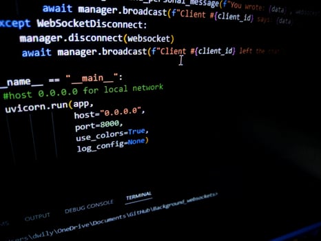 Programming code on a computer screen. Source code photo. Technology background. photo