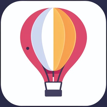 AI generated Hot Air Balloon Avatar Icon Clip Art Sticker Decoration Simple Background photo